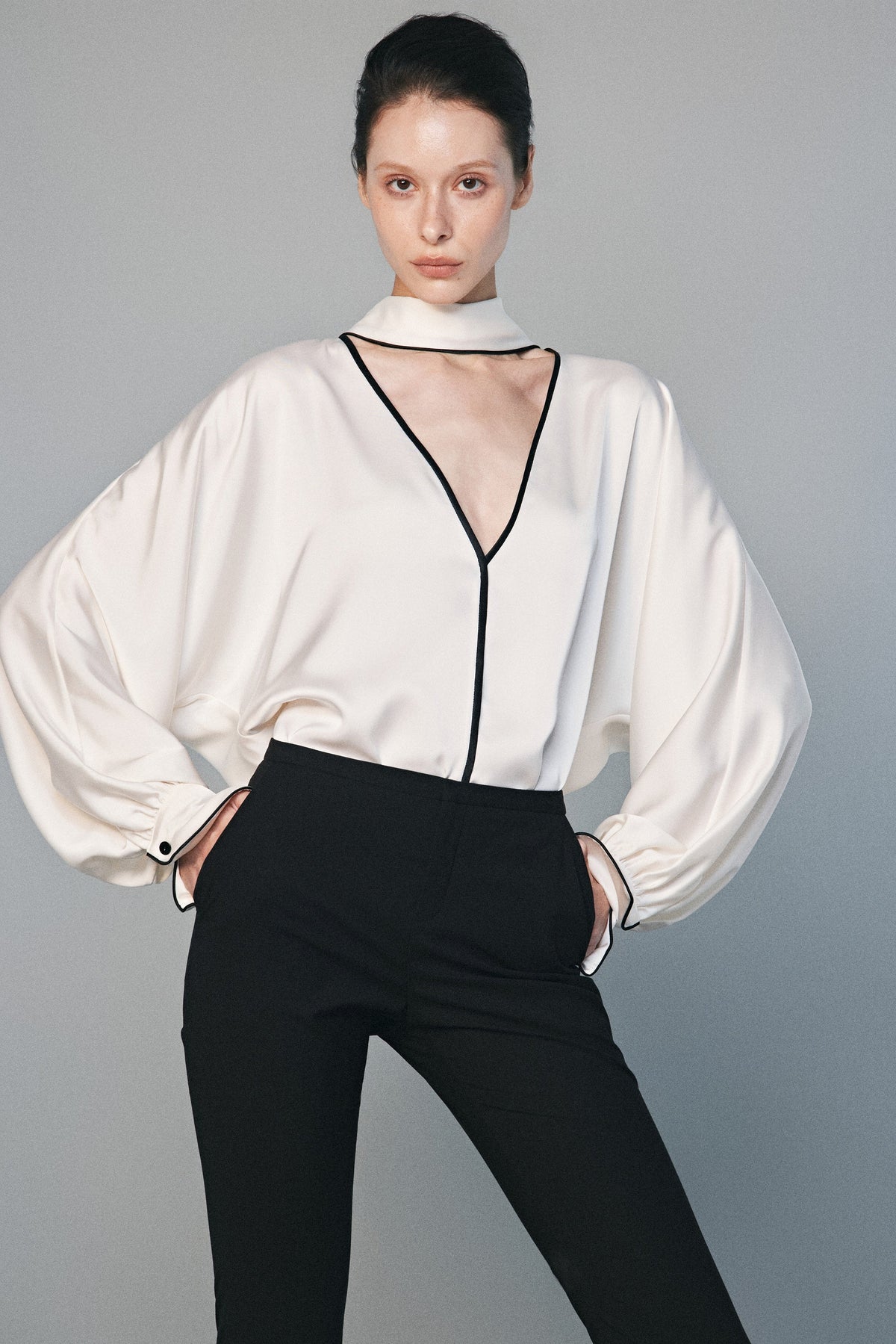 Leisure Black-trimmed Silk Blouse | 02-leisure-black-trimmed-silk-blouse