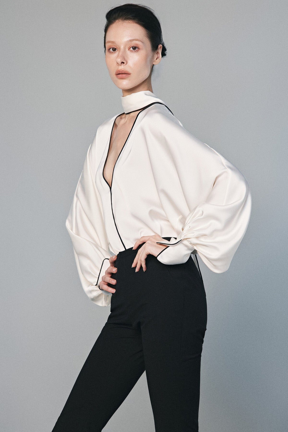 Leisure Black-trimmed Silk Blouse | 04-leisure-black-trimmed-silk-blouse